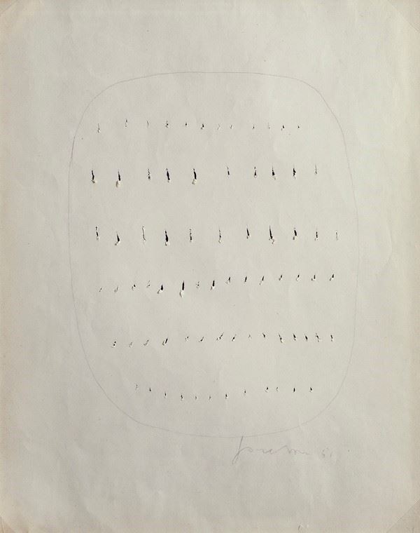 Lucio Fontana : Concetto Spaziale  (1951)  - Matita e strappi su carta - Asta Arte Moderna e Contemporanea - III - Galleria Pananti Casa d'Aste