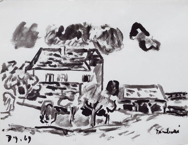Orfeo Tamburi : Case  (1969)  - China su carta - Auction Arte Moderna e Contemporanea Grafica ed Edizioni - Galleria Pananti Casa d'Aste