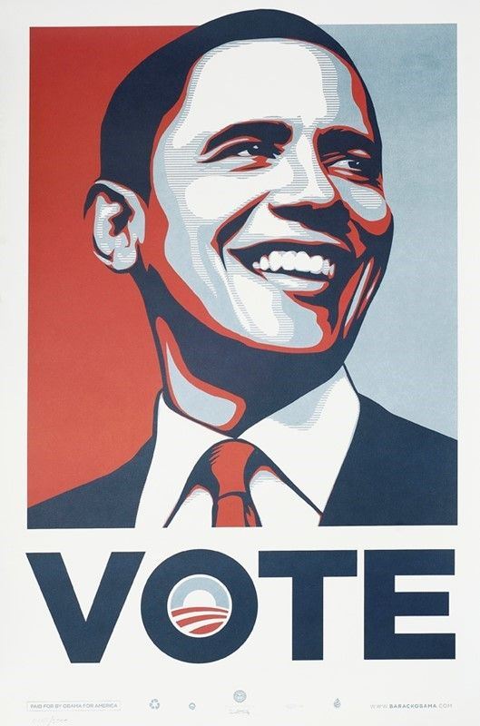 Shepard Fairey : Obama-Vote  (2008)  - Stampa Offset - Asta Arte Moderna e Contemporanea Grafica ed Edizioni - Galleria Pananti Casa d'Aste