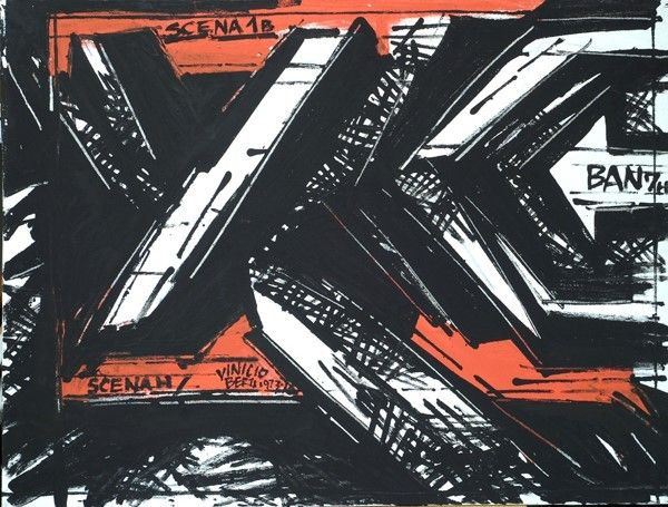 Vinicio Berti : Emblema in doppia scena  (1973-74)  - Acrilico su tela - Auction Arte Moderna e Contemporanea, Edizioni e Grafica - I - Galleria Pananti Casa d'Aste