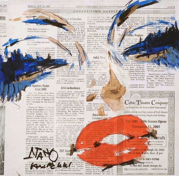 Silvano Campeggi : Marilyn  (2005)  - Acrilico su carta di giornale - Auction Artisti per l'UNICEF - Galleria Pananti Casa d'Aste
