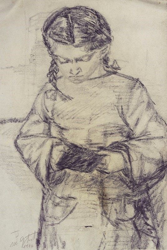 Marcello Guasti : Bambina  (1948)  - Matita su carta - Auction Artisti per l'UNICEF - Galleria Pananti Casa d'Aste