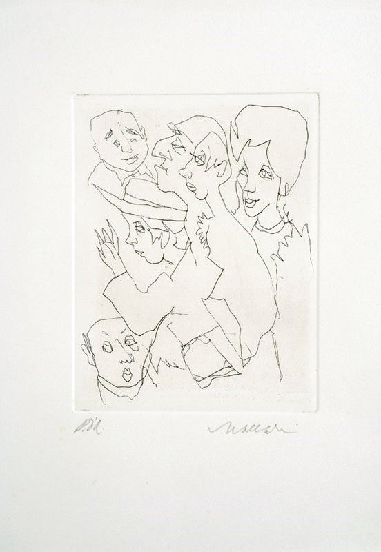 Mino Maccari : Figure  - Incisione - Auction Artisti per l'UNICEF - Galleria Pananti Casa d'Aste