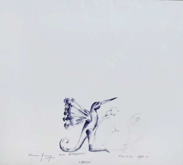 David Palterer : Libazio  (1992)  - Inchiostro su carta - Auction Artisti per l'UNICEF - Galleria Pananti Casa d'Aste