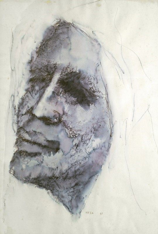 Reza Teimoorkhani : Volto  (1991)  - China acquerellata - Auction Artisti per l'UNICEF - Galleria Pananti Casa d'Aste
