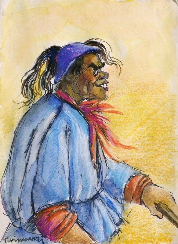 Nino Tirinnanzi : Caricatura  - Tecnica mista su carta - Asta Artisti per l'UNICEF - Galleria Pananti Casa d'Aste