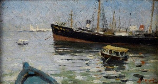Cesare Ciani - Barche nel porto di Livorno