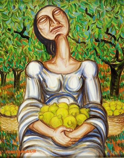 Contadina con Cesto di Limoni