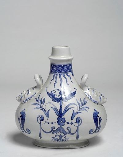Fiasca in Porcellana Bianca e Blu