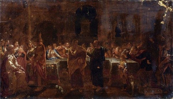 Attr. a Nicolas Poussin - Cena a casa Levi