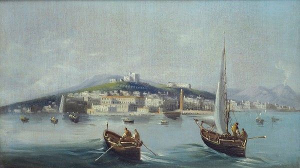 Scuola Napoletana, XIX Sec. - Veduta di Napoli