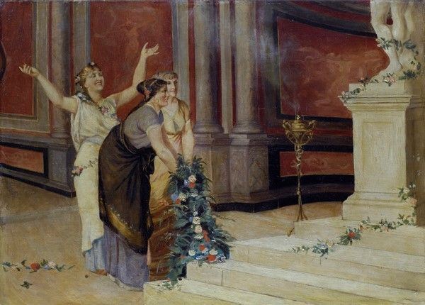 da Amos Cassioli : L'offerta a Venere  - Olio su tela - Auction Arte Moderna e Contemporanea, Edizioni e Grafica - I - Galleria Pananti Casa d'Aste