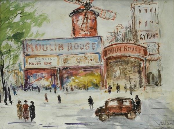 Michele Cascella : Moulin Rouge  (1951)  - Tecnica mista su carta - Asta Arte Moderna e Contemporanea, Edizioni e Grafica - I - Galleria Pananti Casa d'Aste
