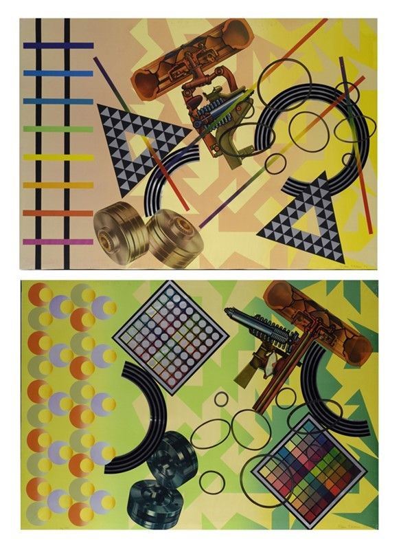 Peter Phillips : Composizione  (1974)  - Serigrafia e collage su tela - Asta Arte Moderna e Contemporanea, Edizioni e Grafica - I - Galleria Pananti Casa d'Aste