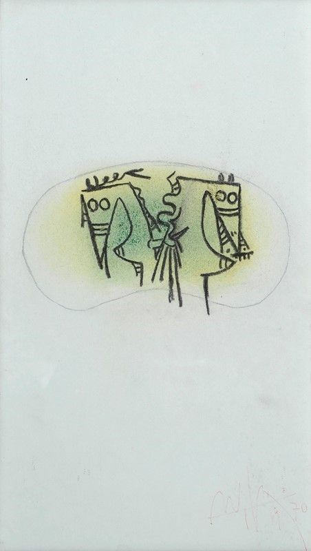 Wifredo Lam : Bozzetto  (1970)  - Tecnica mista su carta - Asta Arte Moderna e Contemporanea, Edizioni e Grafica - I - Galleria Pananti Casa d'Aste
