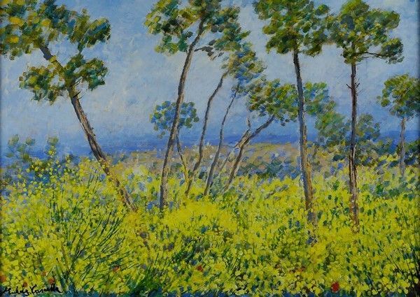 Michele Cascella - Paesaggio con Ginestre