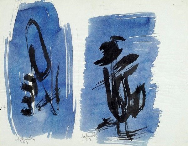 Gerard Schneider : Senza titolo  (1963)  - Tecnica mista su carta - Asta Arte Moderna e Contemporanea, Edizioni e Grafica - I - Galleria Pananti Casa d'Aste