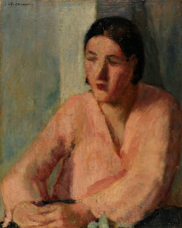 Felice Casorati - Donna con la Camicetta Rosa (attesa)