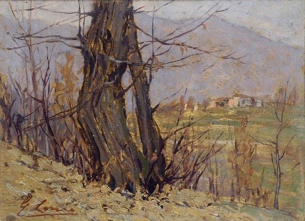 Giovanni Lomi : Alberi  - Olio su tavoletta - Auction Arte Moderna e Contemporanea, Edizioni e Grafica - I - Galleria Pananti Casa d'Aste