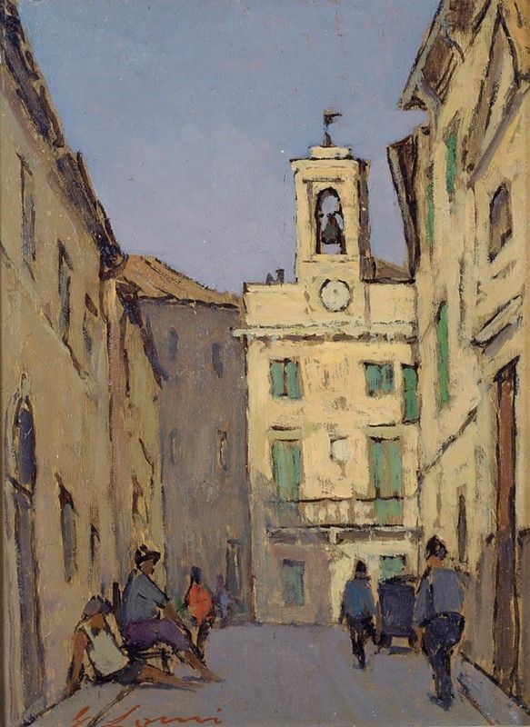 Giovanni Lomi : Falconara alta  ((1937))  - Olio su tavoletta - Asta Arte Moderna e Contemporanea, Edizioni e Grafica - I - Galleria Pananti Casa d'Aste