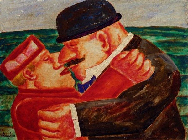 Franz Borghese : Il bacio  - Olio su tela - Asta Arte Moderna e Contemporanea, Edizioni e Grafica - I - Galleria Pananti Casa d'Aste