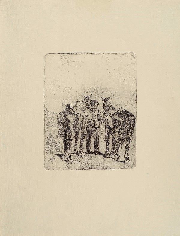 Giovanni Fattori - Trombettiere con due cavalli
