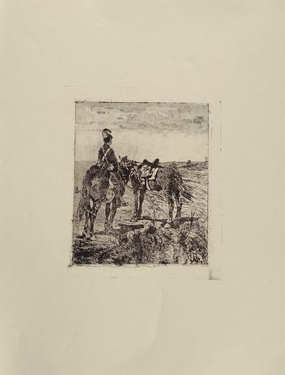 Soldato di Cavalleria con Due Cavalli