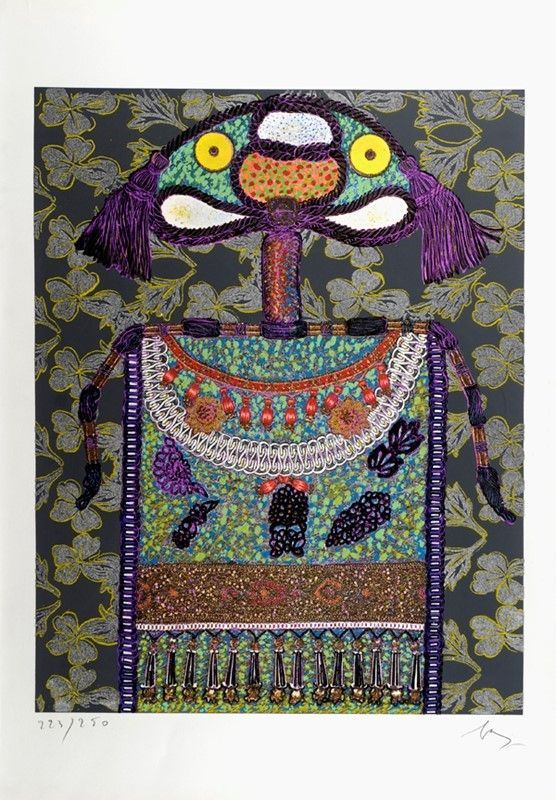 Enrico Baj : Lady Virginia Wolf  - Serigrafia polimaterica - Asta Arte Moderna e Contemporanea - III - Galleria Pananti Casa d'Aste