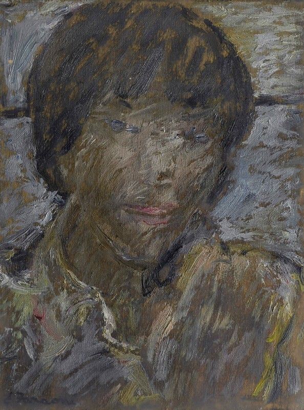 Enzo Faraoni : Ritrattino  (1970)  - Olio su compensato - Asta Arte Moderna e Contemporanea - III - Galleria Pananti Casa d'Aste