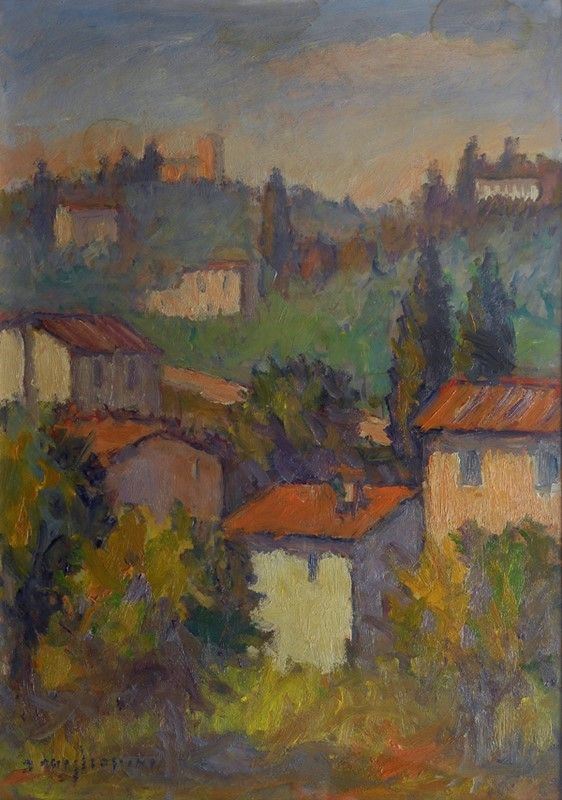 Dino Migliorini - Paesaggio con Case