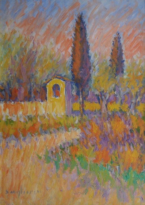 Dino Migliorini - Tabernacolo con cipressi