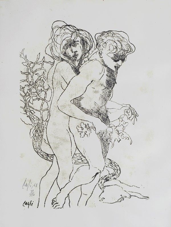 Corrado Cagli : Fanciulli  (1968)  - Litografia, - Asta Arte Moderna e Contemporanea - III - Galleria Pananti Casa d'Aste