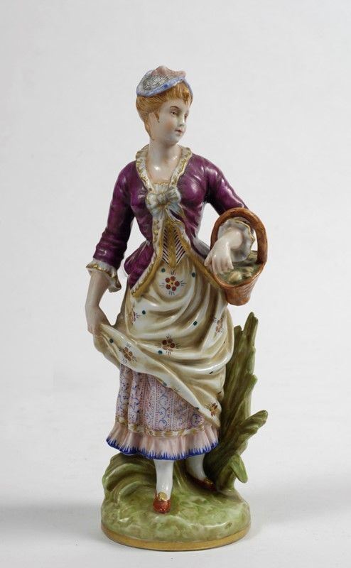 Damina con paniere  - Asta Antiquariato - mobili, dipinti e oggetti di arredo - Galleria Pananti Casa d'Aste