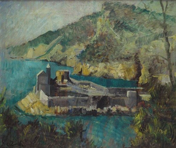Oreste Zuccoli : Paesaggio  - Olio su tela - Asta Arte Moderna e Contemporanea - III - Galleria Pananti Casa d'Aste
