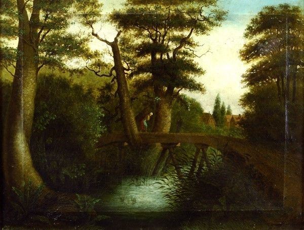 Scuola Europea, XIX sec. - Paesaggio con figura