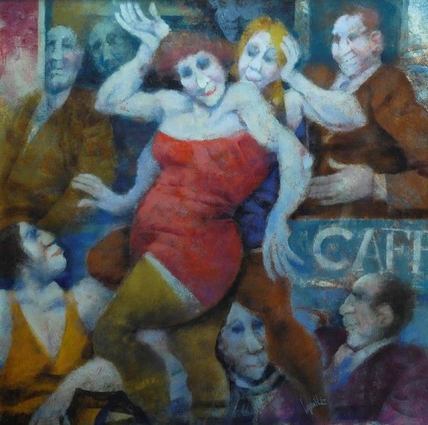 Remo Squillantini : Caffè Chantant  - Olio su tavola - Auction Arte Moderna e Contemporanea - III - Galleria Pananti Casa d'Aste