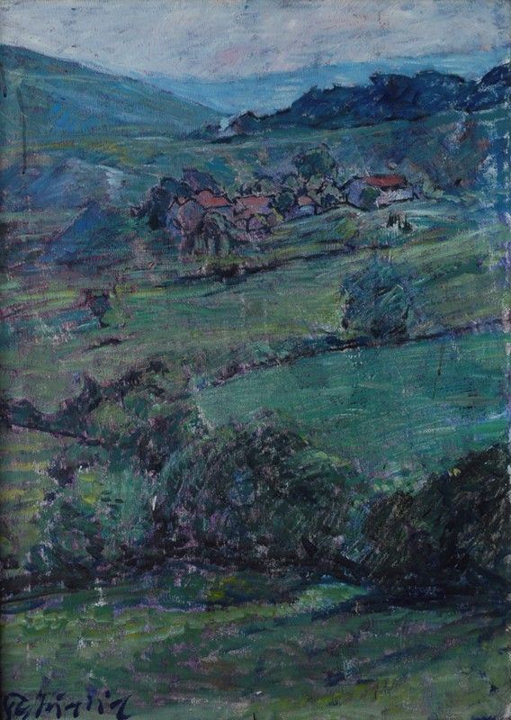 Paulo Ghiglia : Paesaggio  (1973)  - Olio su tela - Asta Arte Moderna e Contemporanea - III - Galleria Pananti Casa d'Aste