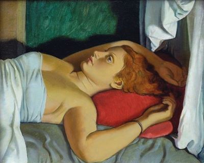 Ragazza con Cuscino Rosso