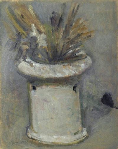 Vasetto Bianco con Fiori Secchi