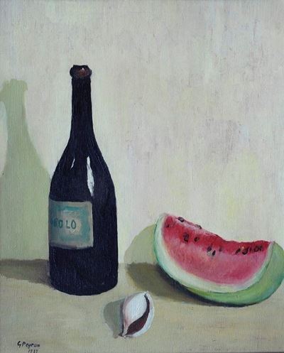 Bottiglia con Anguria e Conchiglia