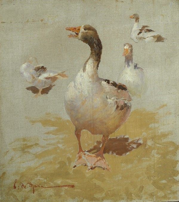 Ettore De Maria Bergler : Oche  - Olio su tela - Asta Arte Moderna e Contemporanea - III - Galleria Pananti Casa d'Aste