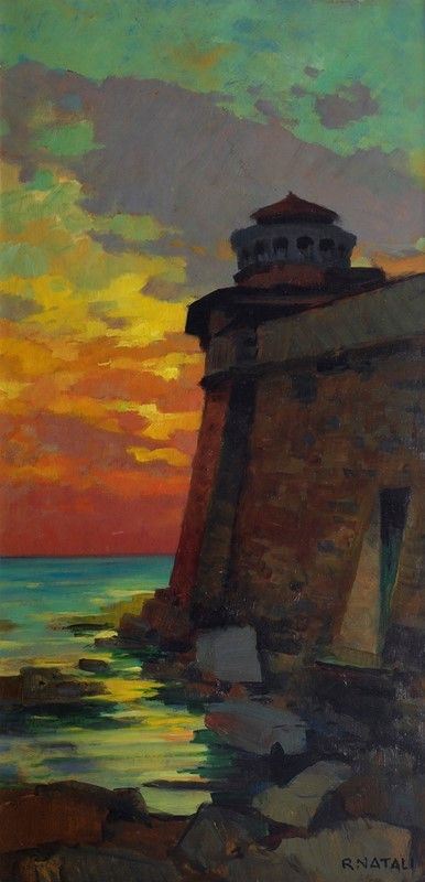Renato Natali : Vecchio lazzaretto  - Olio su masonite - Asta Arte Moderna e Contemporanea - III - Galleria Pananti Casa d'Aste