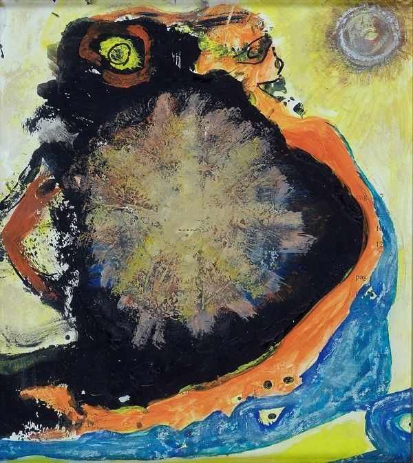 Gianni Dova : Senza titolo  - Olio su carta riportata su tavola - Asta Arte Moderna e Contemporanea - III - Galleria Pananti Casa d'Aste