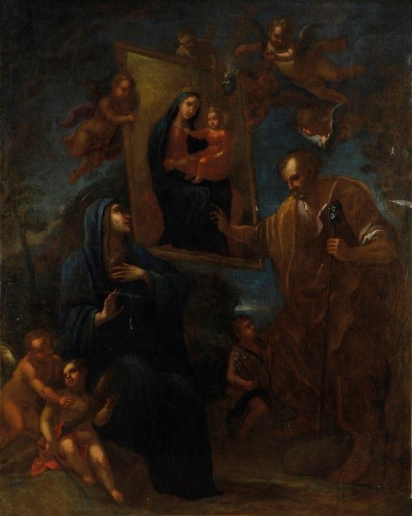 Scuola Toscana, inizi XVIII sec. - San Luca dipinge la Vergine
