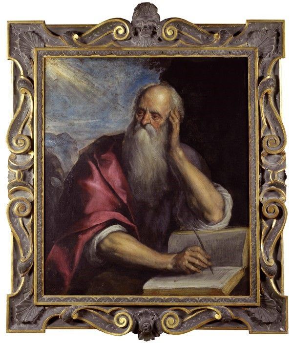 Scuola Veneta, seconda met&#224; XVI sec. : San Giovanni Evangelista  - Olio su tela - Asta Arte Moderna e Contemporanea - III - Galleria Pananti Casa d'Aste