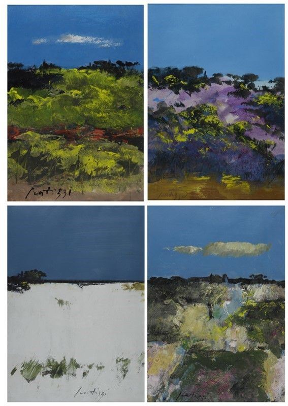 Sergio Scatizzi : Quattro Paesaggi  - Olio su carta - Asta Arte Moderna e Contemporanea - III - Galleria Pananti Casa d'Aste