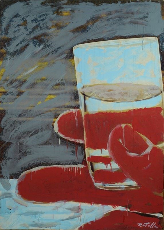 Mimmo Rotella : La mano rossa  ((1986))  - Sovrapittura - Auction Arte Moderna e Contemporanea - III - Galleria Pananti Casa d'Aste