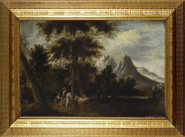 Scuola Fiamminga, XVIII sec. : Paesaggio  - Olio su tela - Asta Arte Moderna e Contemporanea - III - Galleria Pananti Casa d'Aste