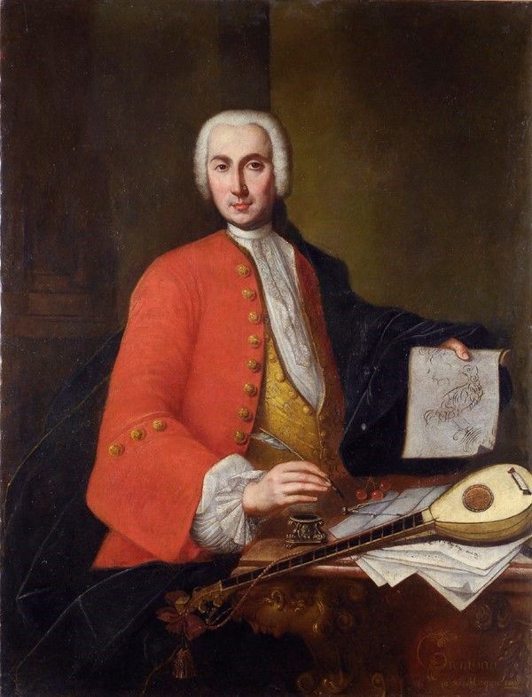Scuola Italia Settentrionale, XVIII sec. : Ritratto di musico  - Olio su tela - Asta Arte Moderna e Contemporanea - III - Galleria Pananti Casa d'Aste