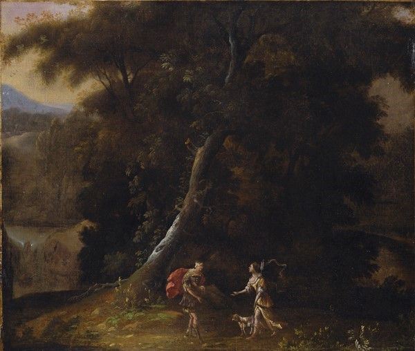 Scuola Italia Settentrionale, XVII Sec. - Paesaggio con Figura